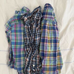 Ralph Lauren Plaid Boys Button Down Shirt Set - Madras preppy plaid Oxford